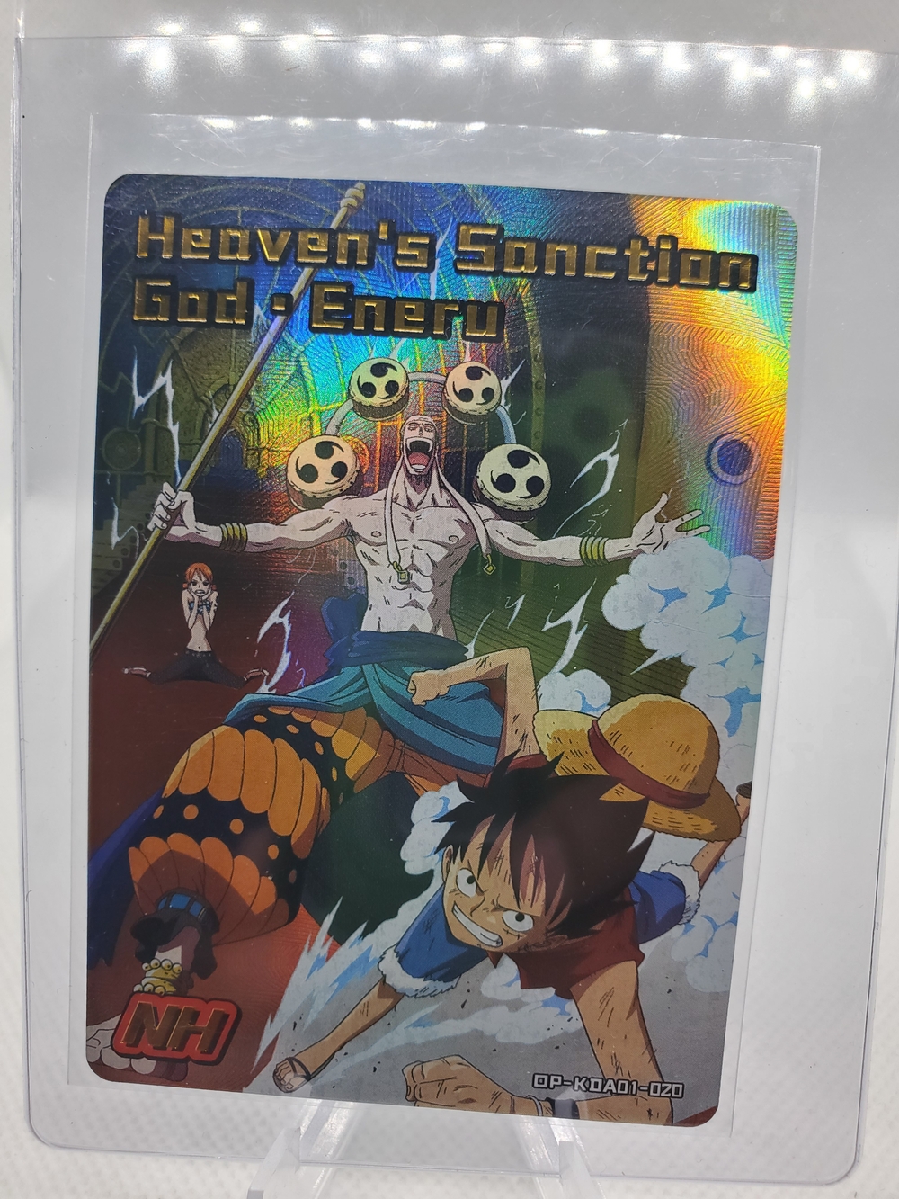 Anime One Piece Textured Foil OP-KDAD1-020 Heaven's Sanction God-Eneru Card NM